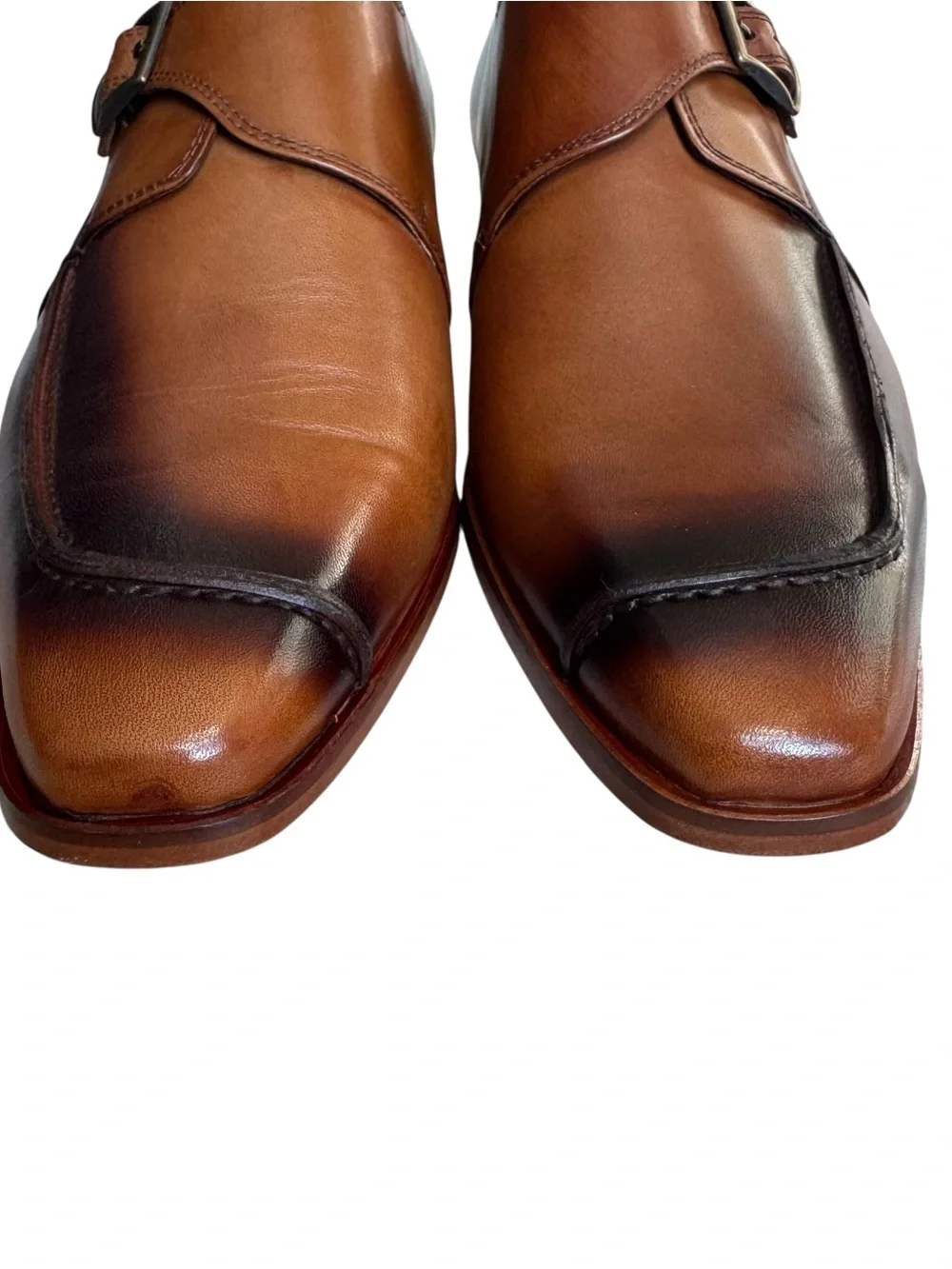 New Vinci Hagrid Tan Leather Single Monk Strap Handmade Men Shoe 44 EU (10.5/11)